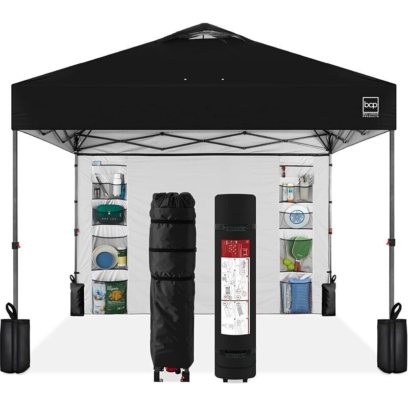 10x10ft Pop Up Canopy Tent with Sidewall - Quick Setup & Storage