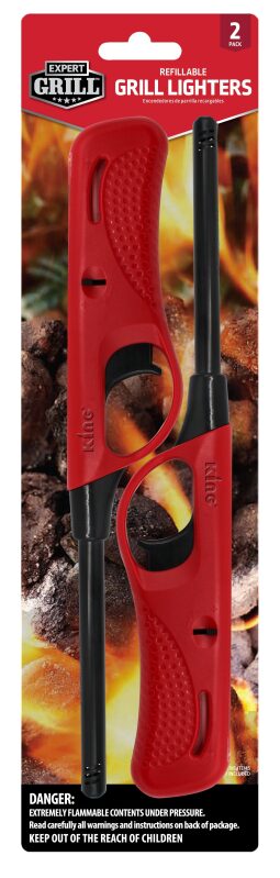2-Pack Expert Grill Refillable Grill Lighters - Adjustable Flame, Visible Fuel Supply