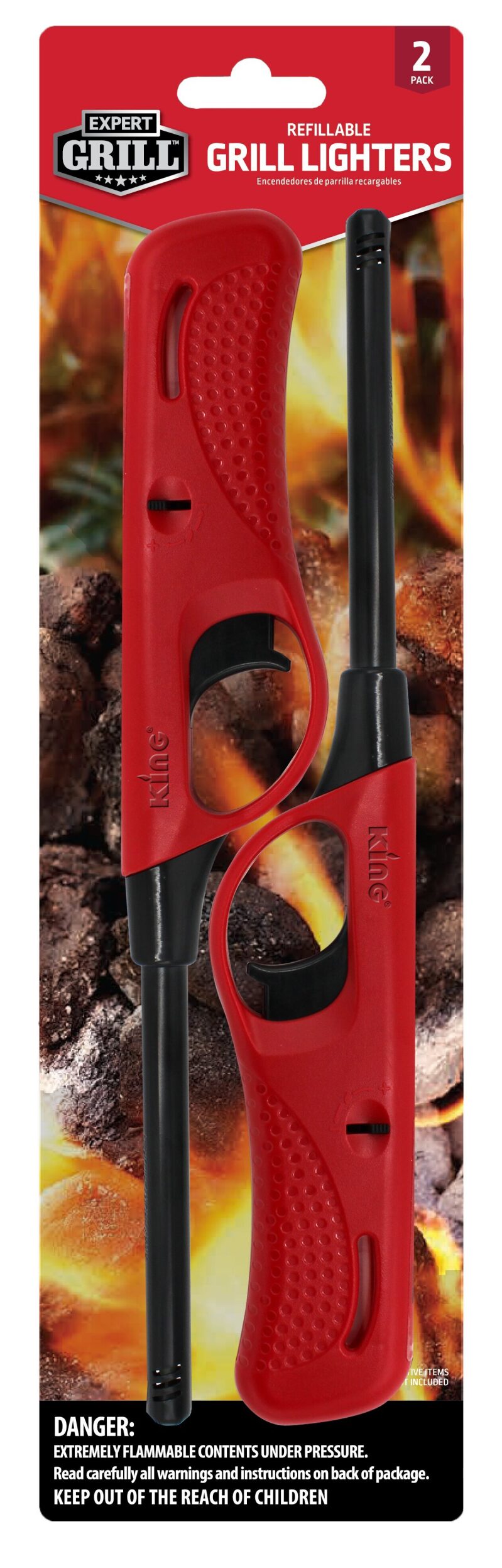 2-Pack Expert Grill Refillable Grill Lighters - Adjustable Flame, Visible Fuel Supply