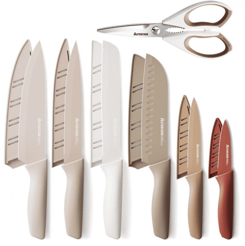 Astercook 7 Piece Kitchen Knife Set - Premium Stainless Steel Blades with Anti-Rust Coating
