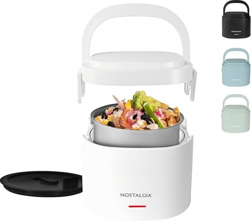 Nostalgia Portable 20-Ounce Electric Heated Lunch Box – Ideal for Travel