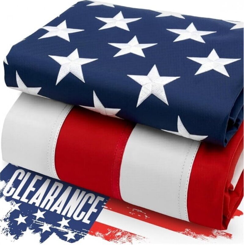Fvieon 3' x 5' Heavy-Duty Polyester American Outdoor Flag - Premium US Flag with Embroidered Stars and Sewn Stripes