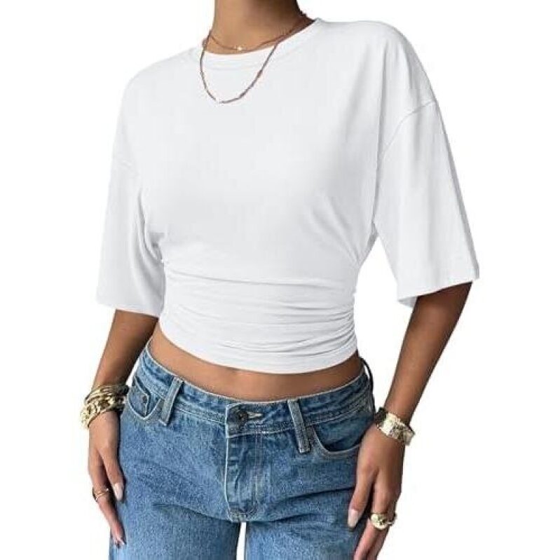 Bat Sleeve Ruched Slimming Short-Sleeve T-Shirt (2 Pack) - 65% OFF