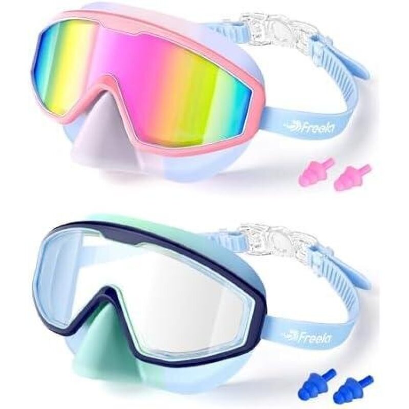 Kids Swimming Goggles 2-Pack - Anti-Fog, Large View, Fits 3-12 Years, Half Off