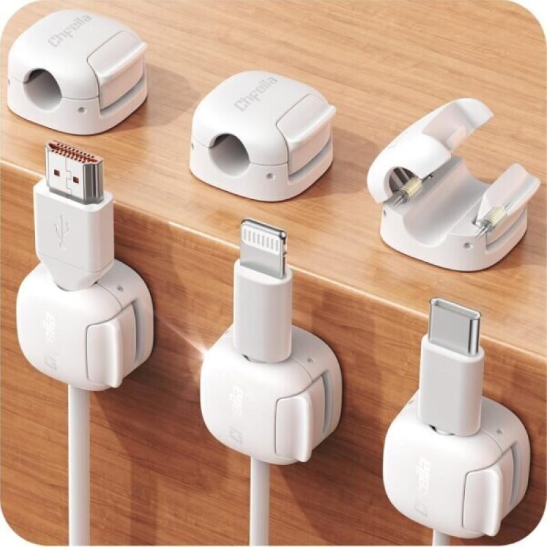 6-Pack Cable Management Clips - Sleek, Compact, Efficient Organization