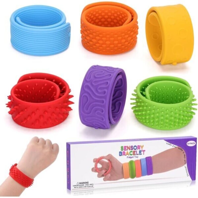HOMQYTE 6 PCS Fidget Slap Bracelets - Multicolor Pack