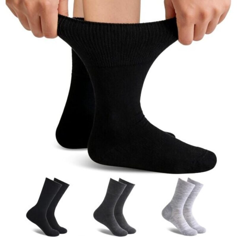 Forcool 3 Pairs Merino Wool Diabetic Socks for Women and Men - Non-Binding, Blister-Free, Medium