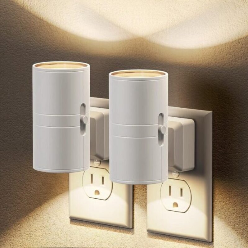 JandCase Night Lights Plug into Wall, Dimmable Night Light Plug in, Modern Night Light Dusk to Dawn Light Sensor, Warm White 3000K, 0-100LM Adjustable Brightness Nightlight for Hallway Bedroom, 2 Pack