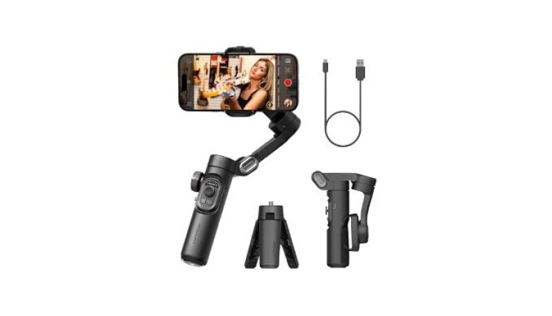 AOCHUAN Phone Gimbal Stabilizer: 3-Axis Foldable Handheld Gimbal for iPhone & Android