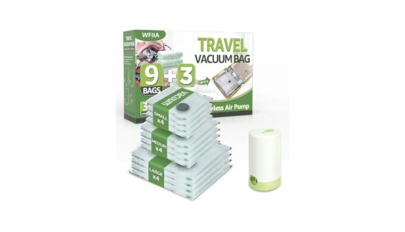 12 Packs Vacuum Bags for Travel with Rechargeable Air Pump
