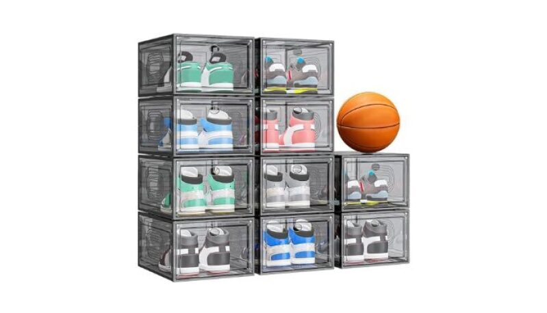 caktraie 10 Pack Shoe Organizers - Stackable Shoe Storage Boxes