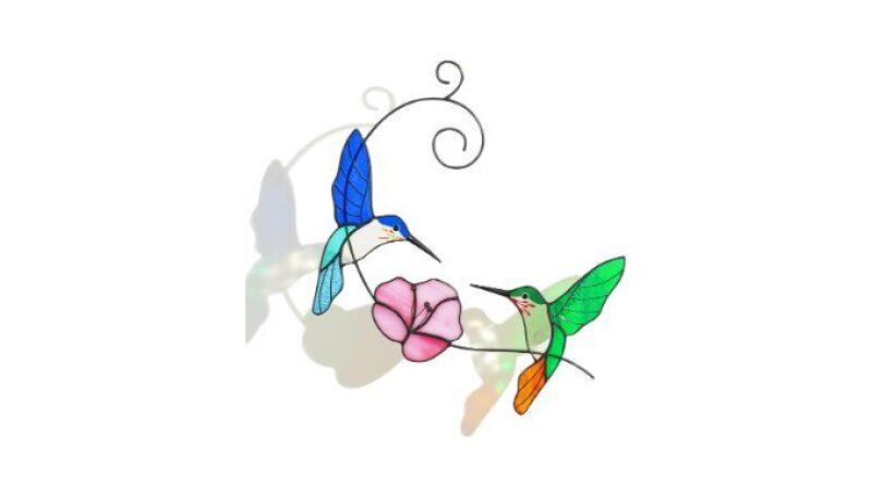 Charming Hummingbird Stained Glass Window Decor