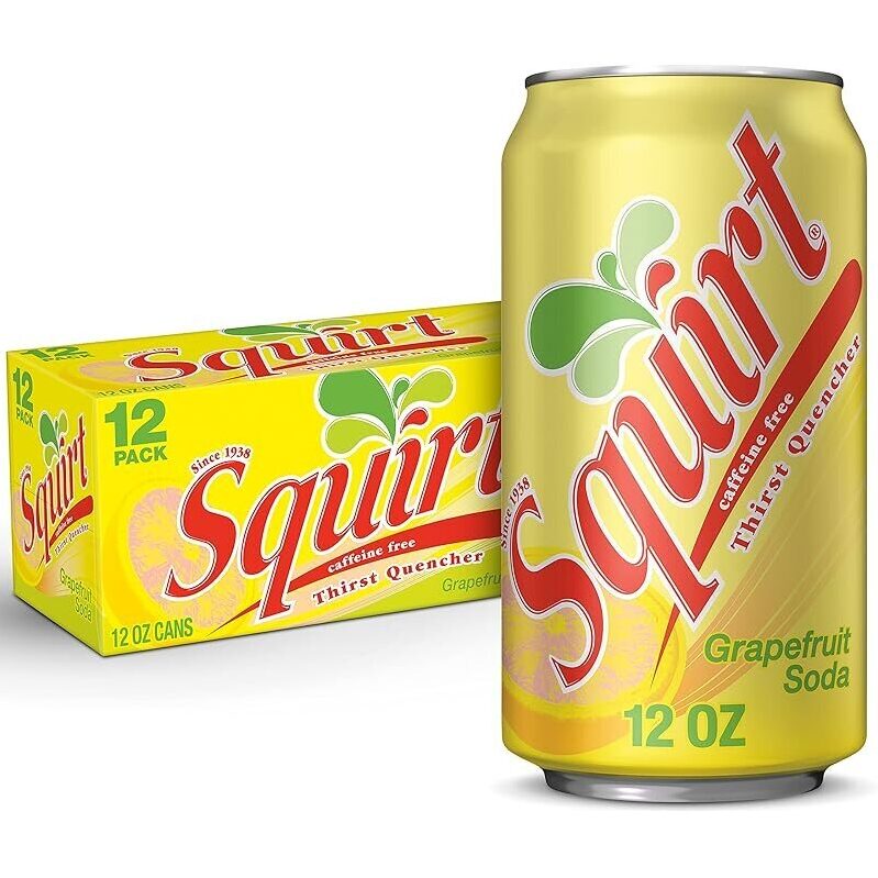 12-Pack Squirt Soda Grapefruit 12oz Cans - Refreshing Citrus Beverage