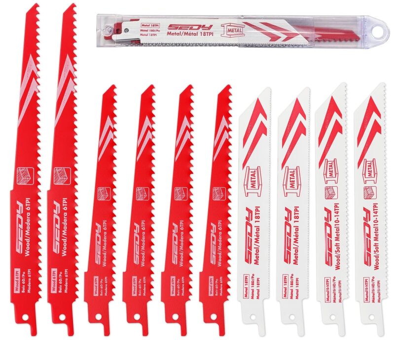 Sedy Ultimate 10-Piece Reciprocating Saw Blade Set with Storage