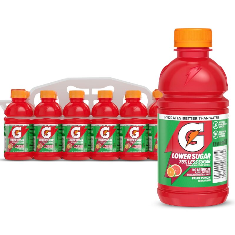Gatorade Lower Sugar Electrolyte Sports Drink - Fruit Punch 12oz