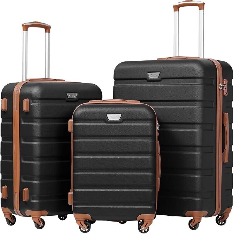 3-Piece Coolife Hardshell Lightweight Luggage Set with TSA-Accepted Locks
