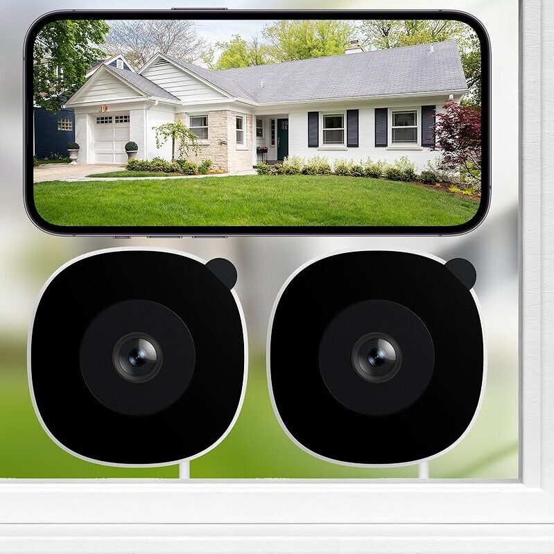 INFIYA 2K No Drill Window Camera w/Color Night Vision - 2-Pack
