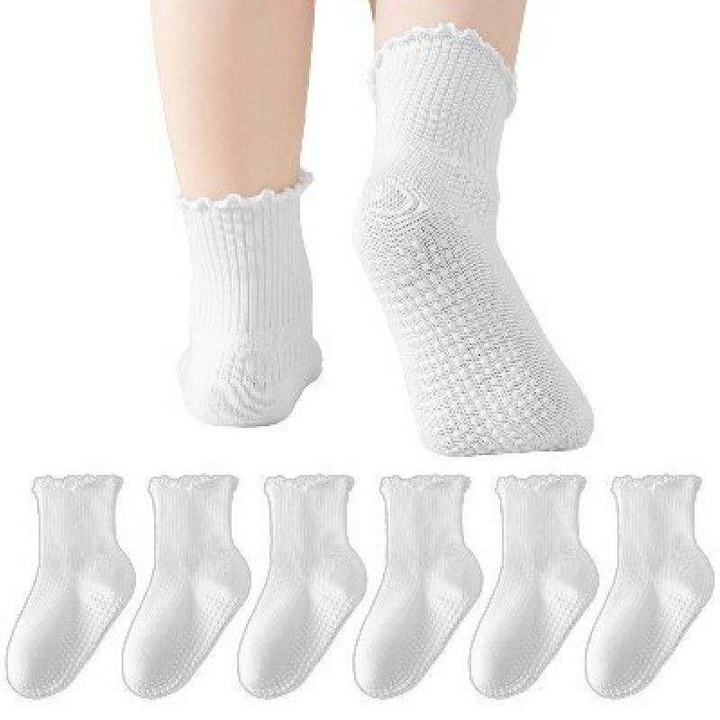 BISOUSOX Women's Lace Non-Slip Socks 6-Pack