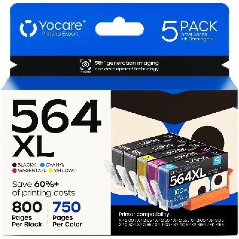 High-Yield 5-Pack Ink Cartridges for Yocare Printers