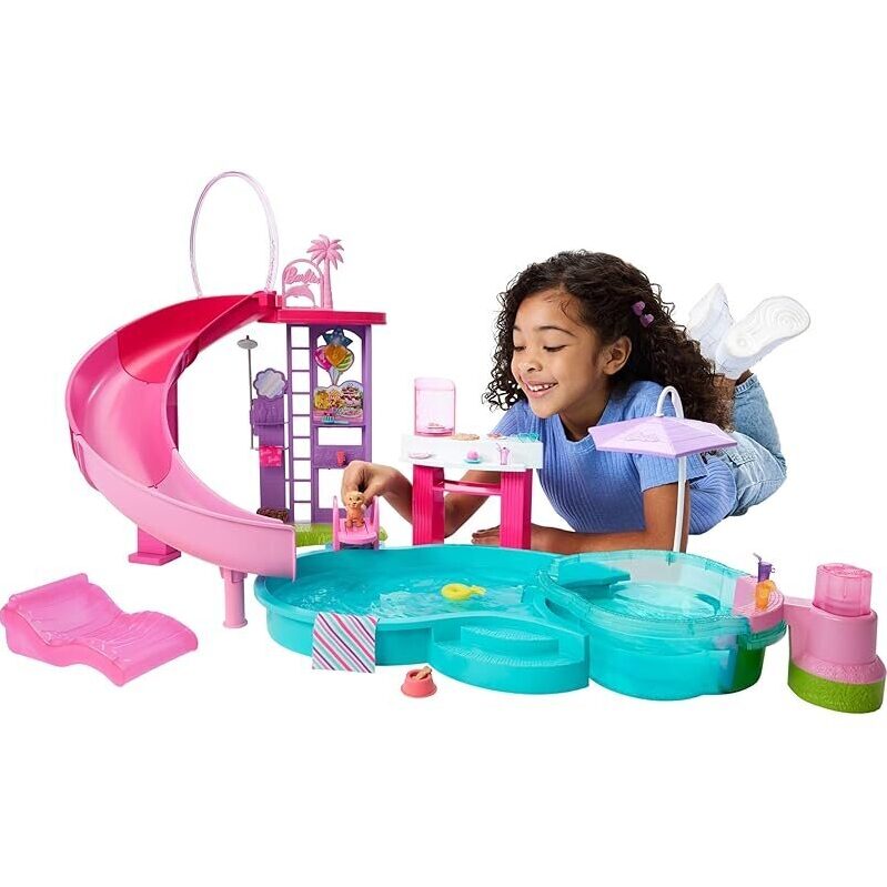 Barbie Dream Pool Playset with 6 Play Areas JKG83 - Ultimate Pool Party Fun