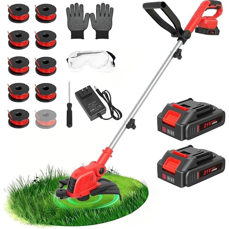 Raxone 12-in 21V Cordless String Trimmer & Edger - Efficient Lawn Care