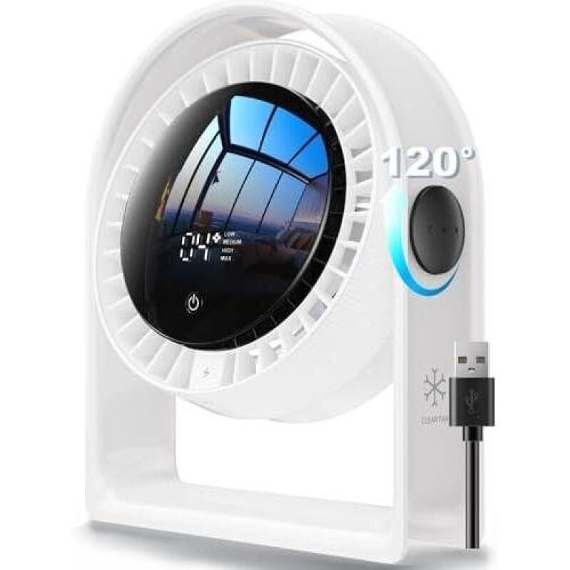 RANVOO Smart Digital Desk Fan with 4 Speeds and 120° Oscillation - 49% Off