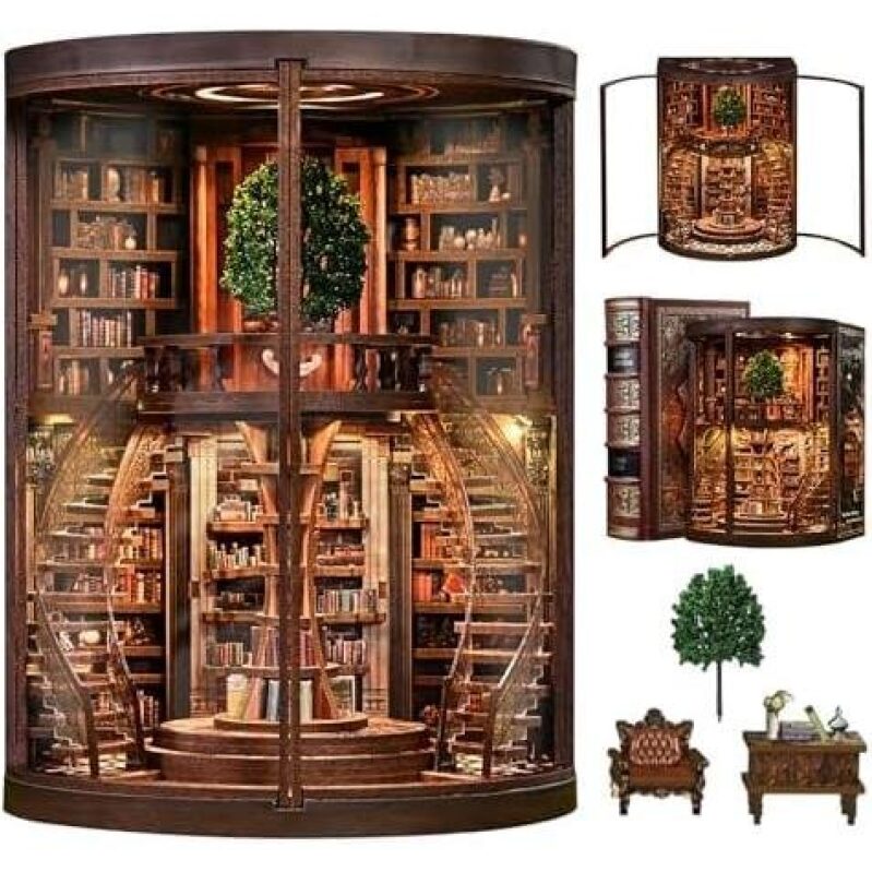 Time Tree Library Miniature 50% Off - Exquisite Book Nook