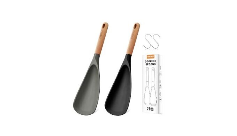 FINENUT 2-Pack Silicone Cooking Spoons - Nonstick Safe & Heat Resistant