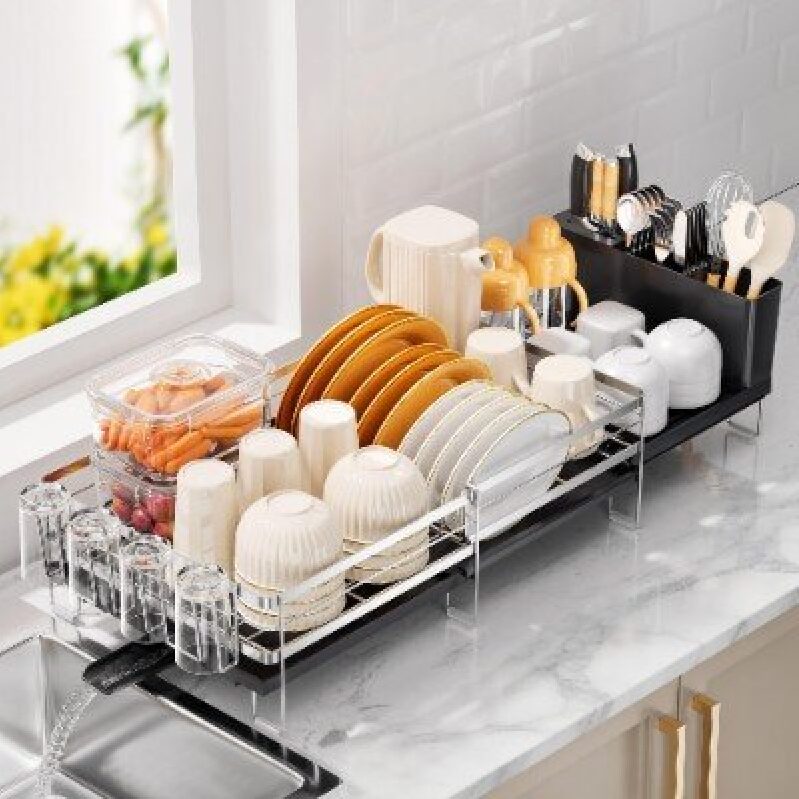 Sleek Stainless Steel Extendable Dish Drainer