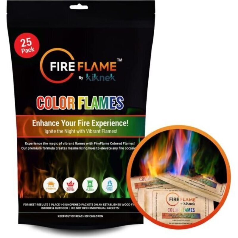 Colorful Fire Flames Packets – 25 Pack – for Outdoor Pit, Fireplace, Bonfire, Campfire