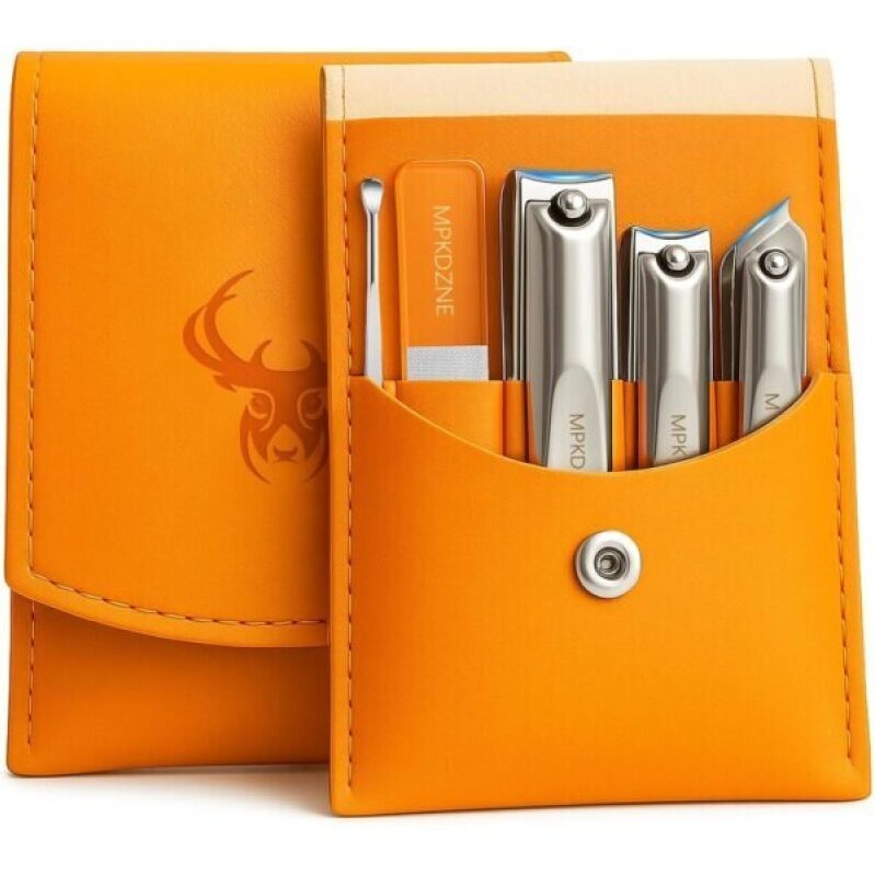 Pro 5-in-1 Nail Clippers Set - Sharp Stainless Steel Manicure Kit in Leather Case