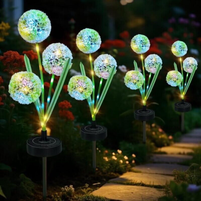 Upgraded Solar Garden Lights, 4 Pack Outdoor Solar Lights, 40-Hour Runtime, Waterproof Patio Yard Decoration