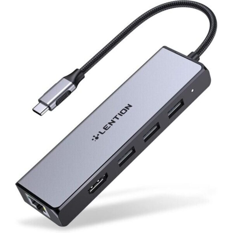 LENTION USB C Hub with 1000M Gigabit Ethernet Adapter, 4K HDMI Display, 3xUSB-A 3.0 Ports for MacBook Pro/Air/Neo, Dell, Lenovo, HP Laptops and More, Stable Driver Certified (C25, Space Gray) -33%