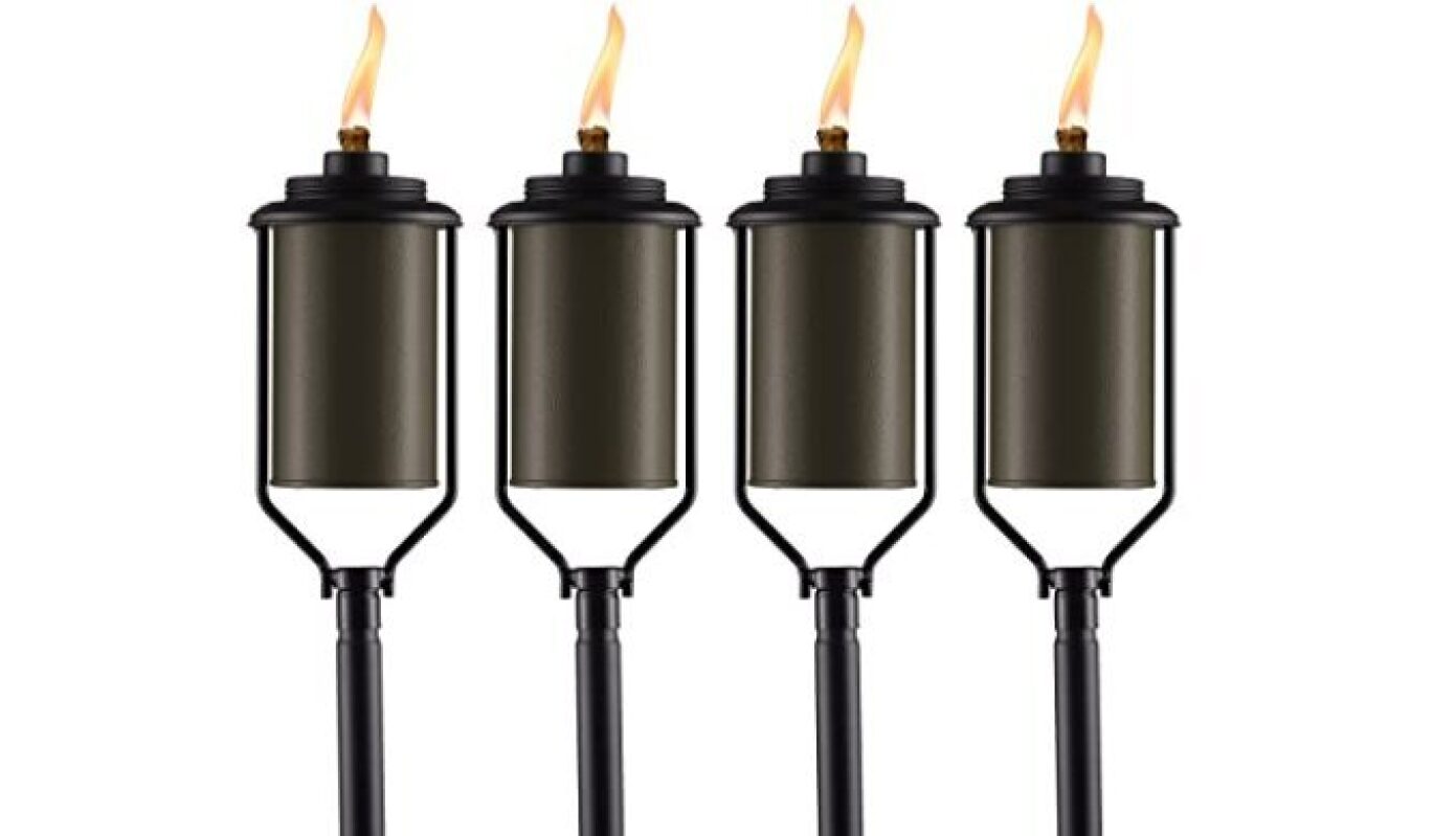 TIKI Easy Install 4-Pack Metal Torches - Bronze Outdoor Lighting