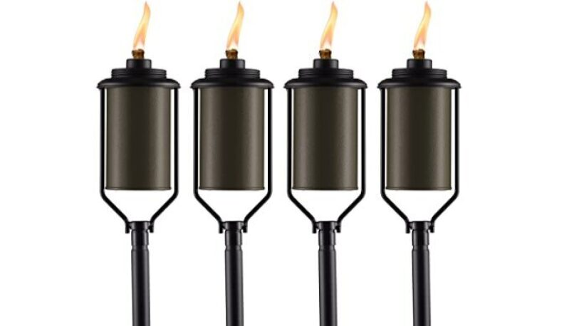 TIKI Easy Install 4-Pack Metal Torches - Bronze Outdoor Lighting