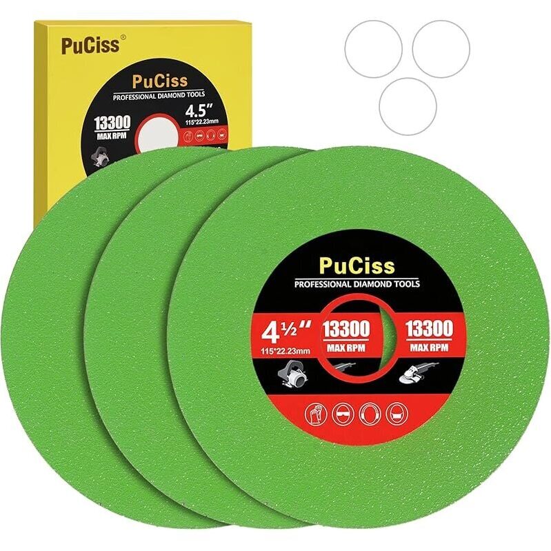 Versatile 4.5-Inch Glass Cutting Discs for Angle Grinders - Perfect for Dry/Wet Cutting