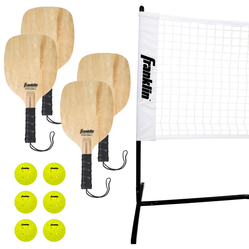 Franklin Sports Half-Court Pickleball Net Set - 4 Paddles + 6 Balls
