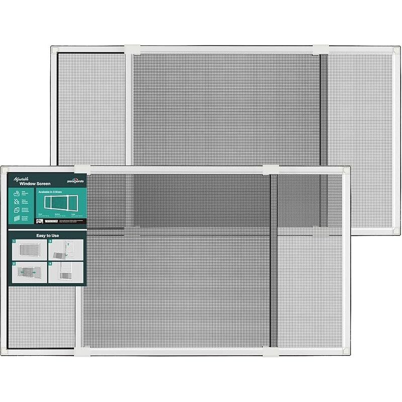 2-Pack Expandable Window Screens by Paramondo - Perfect for Double-Hung Windows