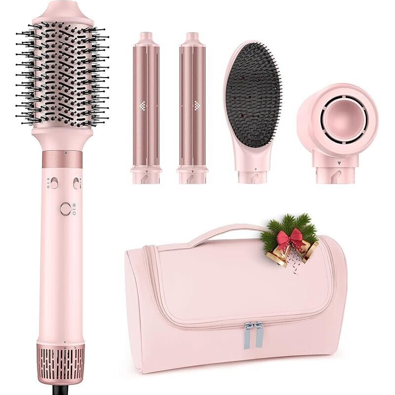 Dual Voltage 5-in-1 Hot Air Styler - Ultimate Hair Dryer, Straightener, Volumizer, and Curler