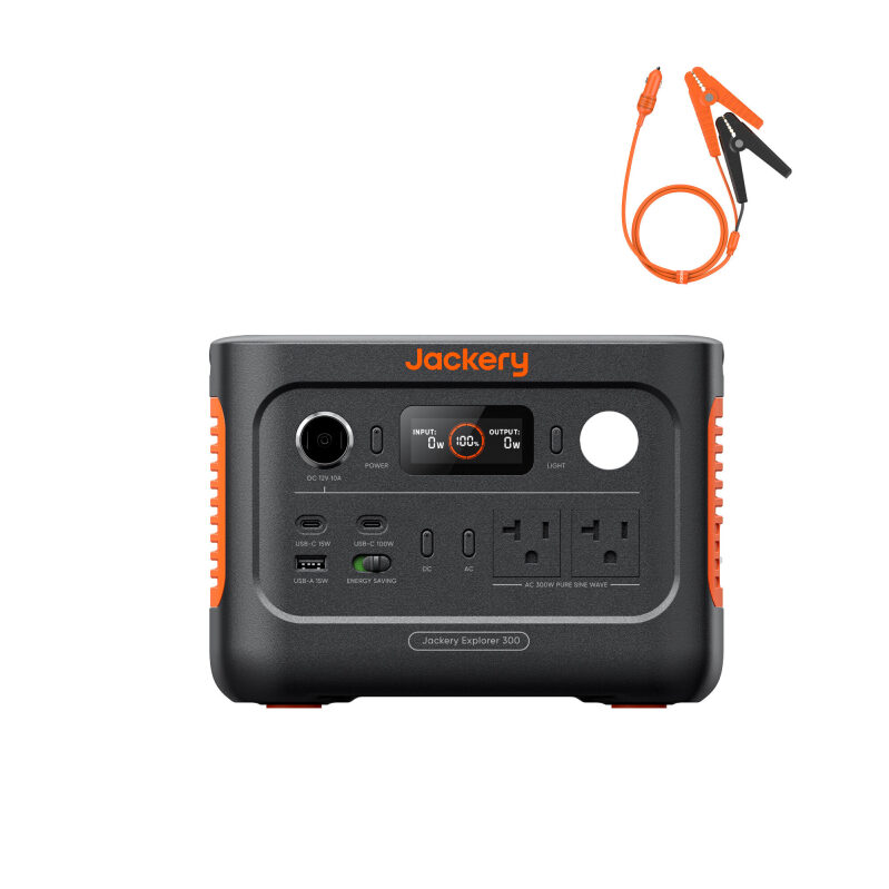 Jackery Explorer 300v2 Auto Kit: Portable Power Station with Auto Charging Cable