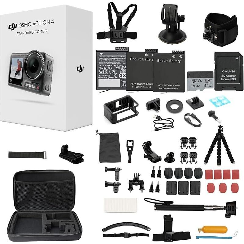 DJI Osmo Action 4 Waterproof Action Camera Bundle - Ultimate Adventure Kit