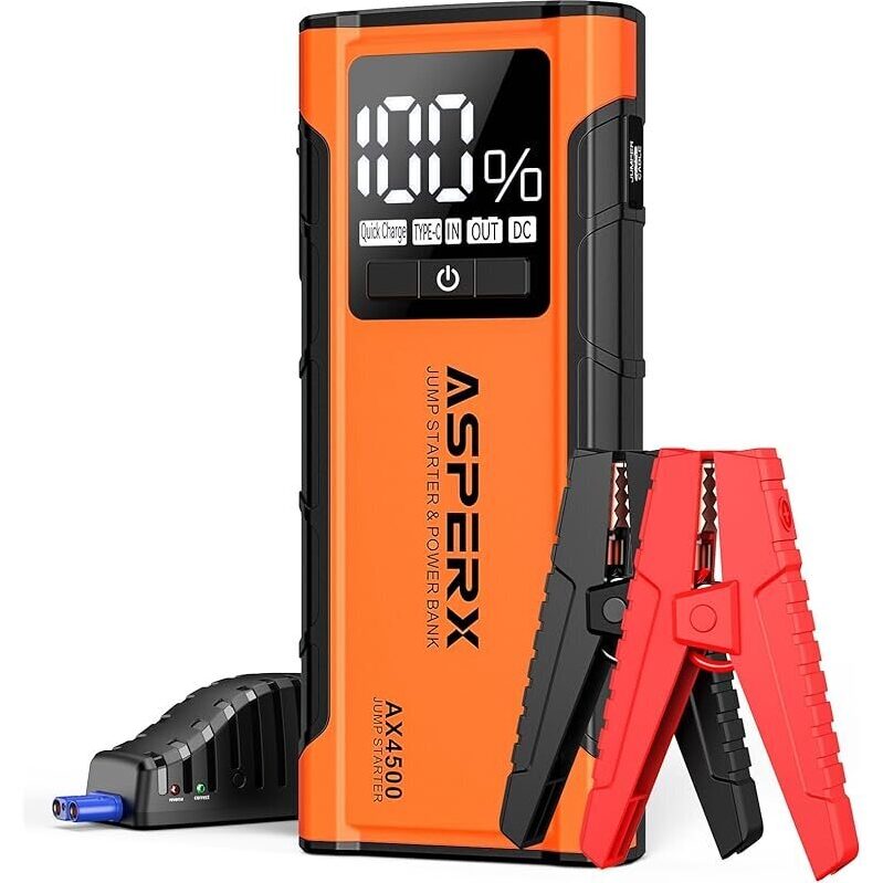 ASPERX AX4500 Jump Starter 4500A Peak: Reliable Car Emergency Starter