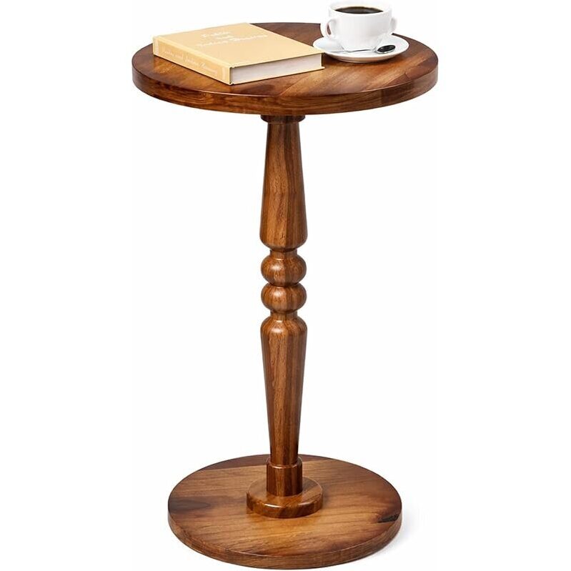 Promitop Small Wooden Round Side Table - Perfect for Modern Living Spaces