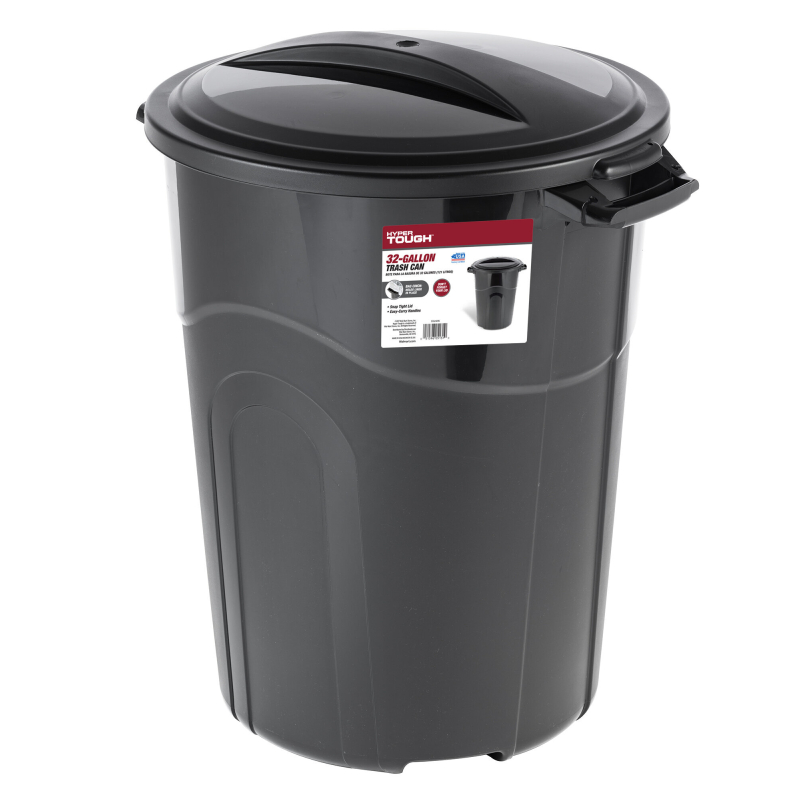 Hyper Tough 32 Gallon Heavy Duty Plastic Garbage Can with Lid
