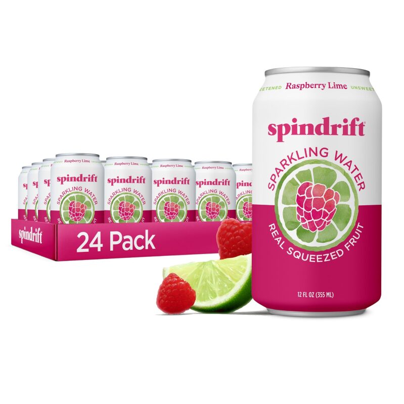 24-Pack Spindrift Sparkling Water Raspberry Lime 12oz