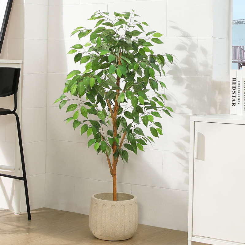 Elegant 4FT Artificial Ficus Tree with Trunk & Lifelike Leaves