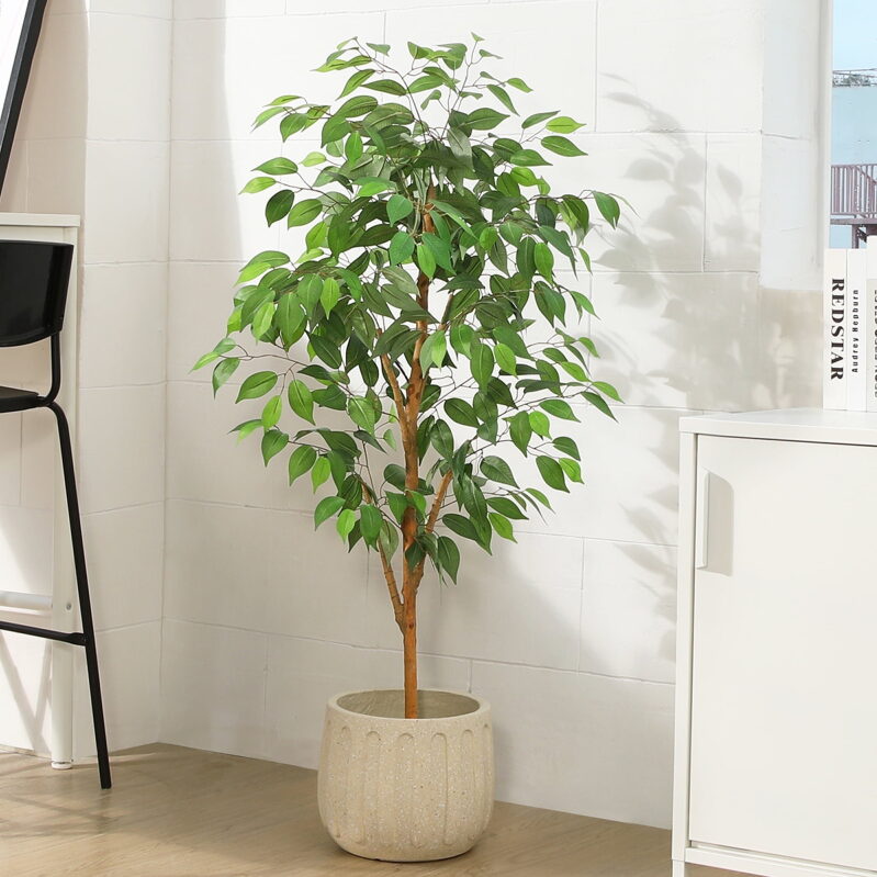 Elegant 4FT Artificial Ficus Tree with Trunk & Lifelike Leaves