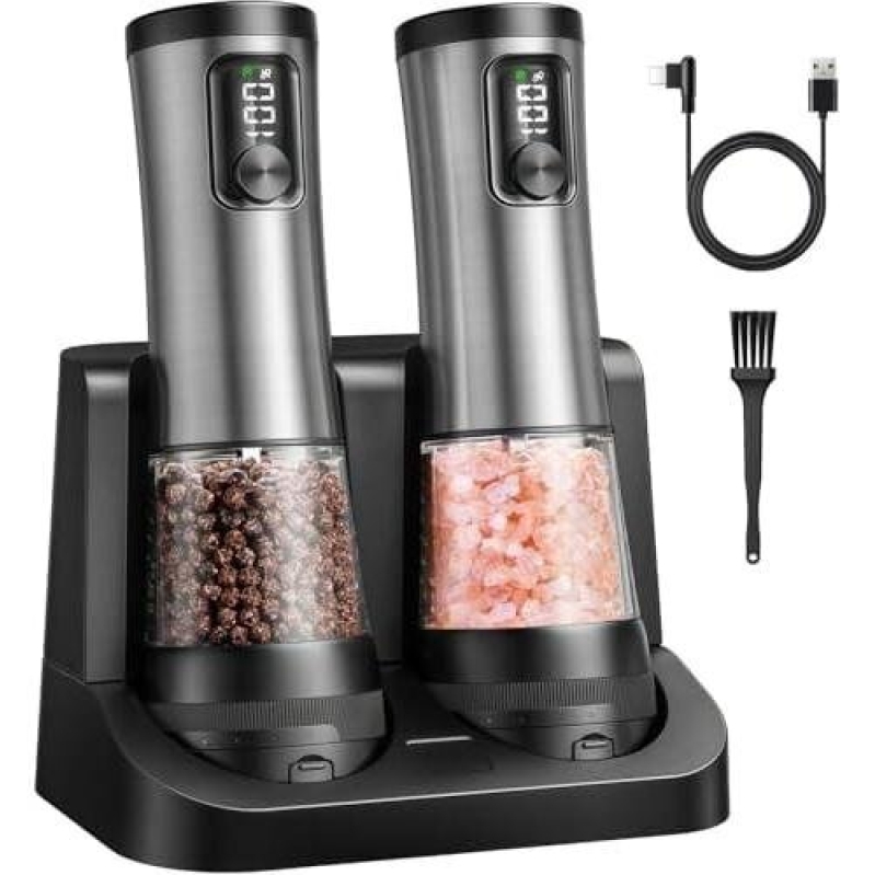 Electric Grinder Set - Dual Salt & Pepper Mills - 50% OFF