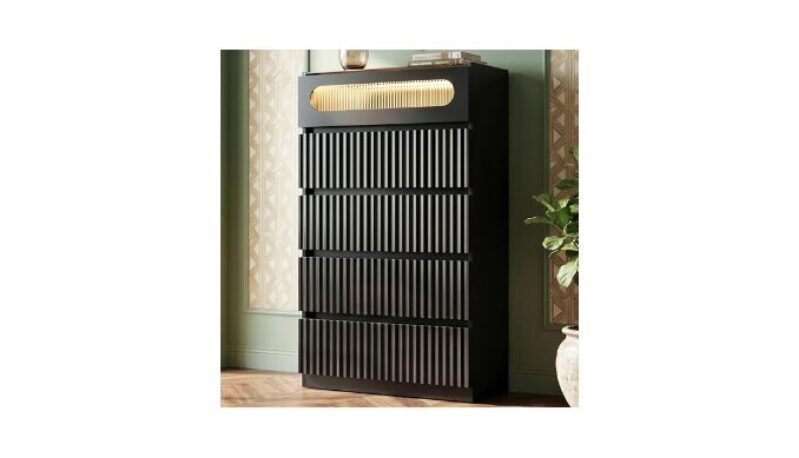 Elegant 5 Drawer Dresser with LED Lights - Sleek and Functional
