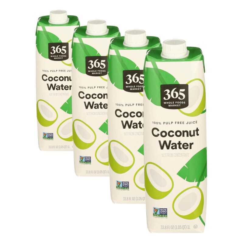 4-Pack 365 Coconut Water by Whole Foods Market, 33.8oz - Pure Hydration